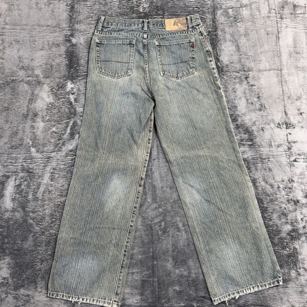 Red Snap Mens Straight Leg Jeans Blue‎ 100 Cotton Faded Distressed Size 36x28 - Picture 9 of 11